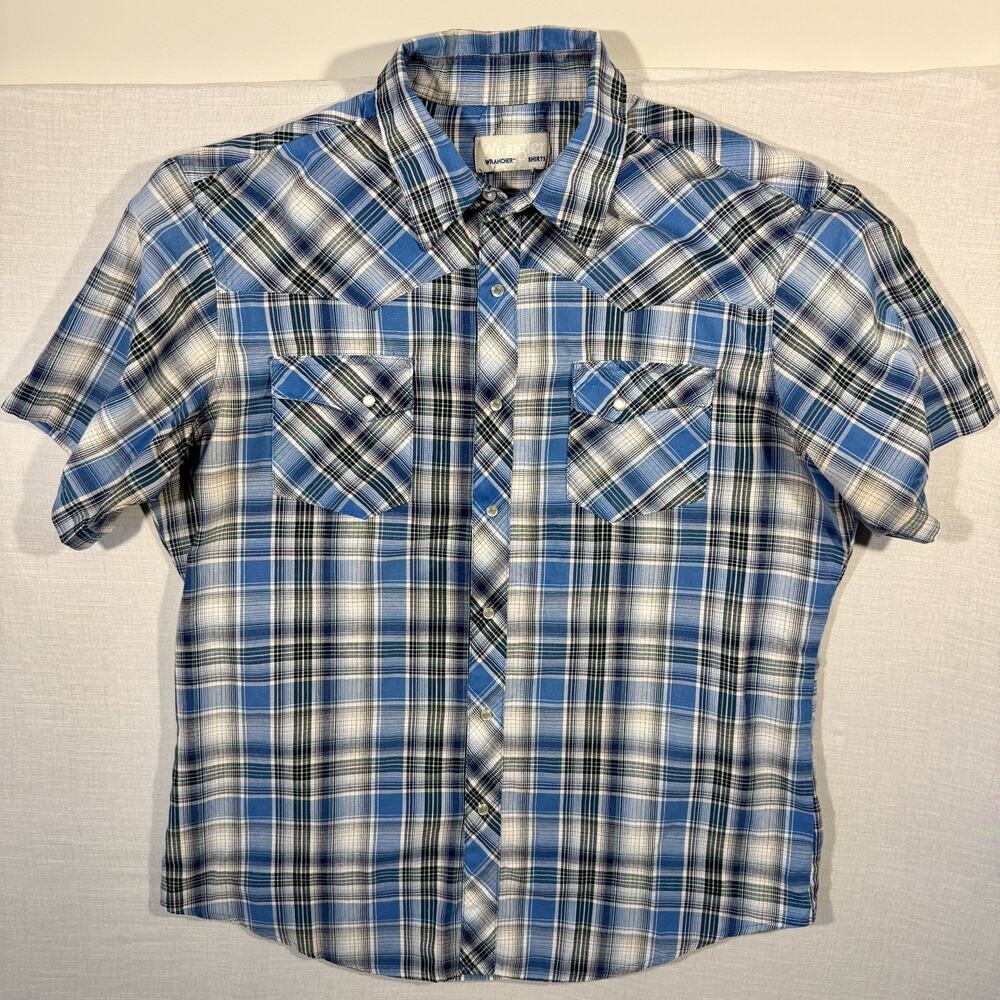 Vintage Wrangler Western Snap Shirt L Plaid Pearl Snap Cowboy USA Style
